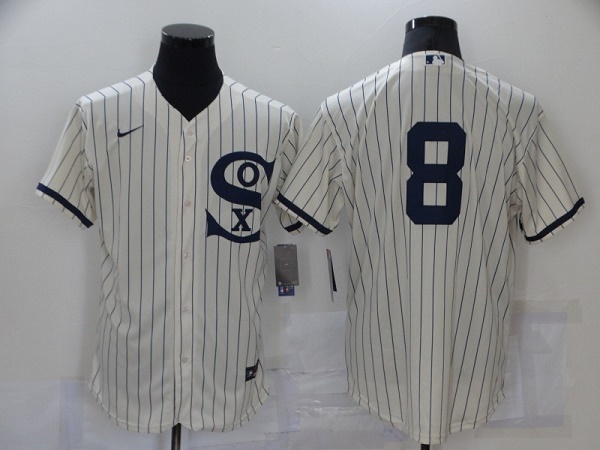 Men's Chicago White Sox #8 Bo Jackson 2021 Cream/Navy Field of Dreams Cool Base Stitched Jersey